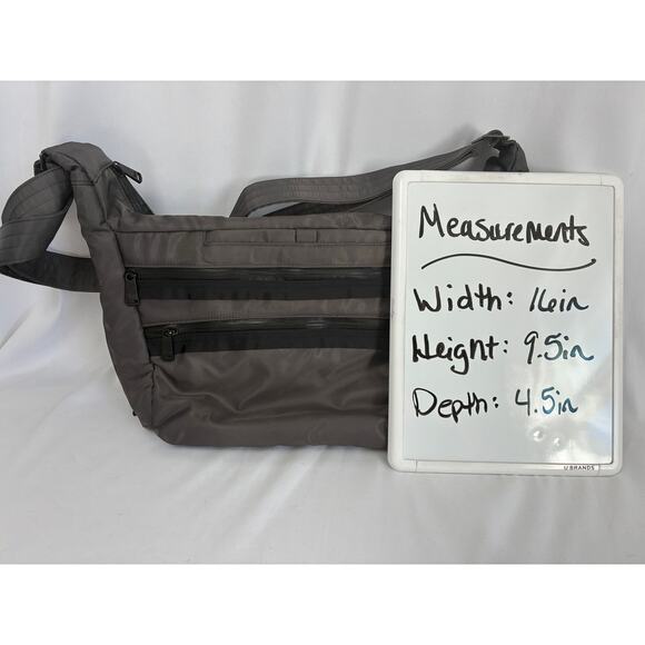 Lug Trooper Nylon Crossbody Gray Purse Travel Bag Water Bottle Pockets Work - Picture 15 of 15